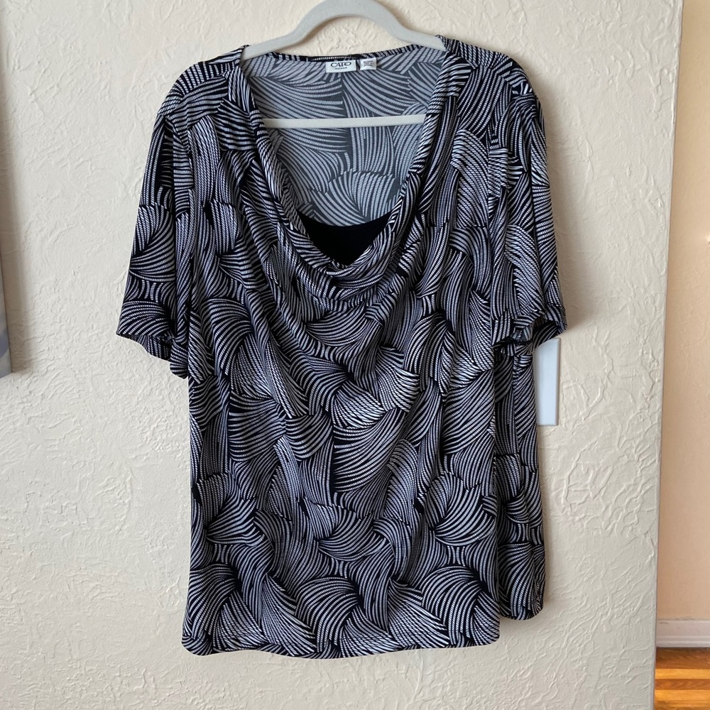 Cato Black and White Printed Top